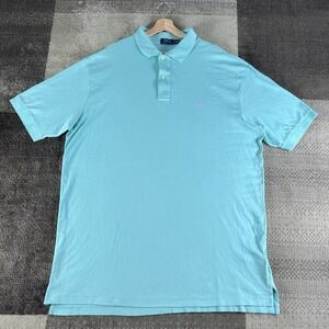 Polo Ralph Lauren Mens Size 2XLT Polo Shirt Blue Short Sleeve Purple‎ Pony